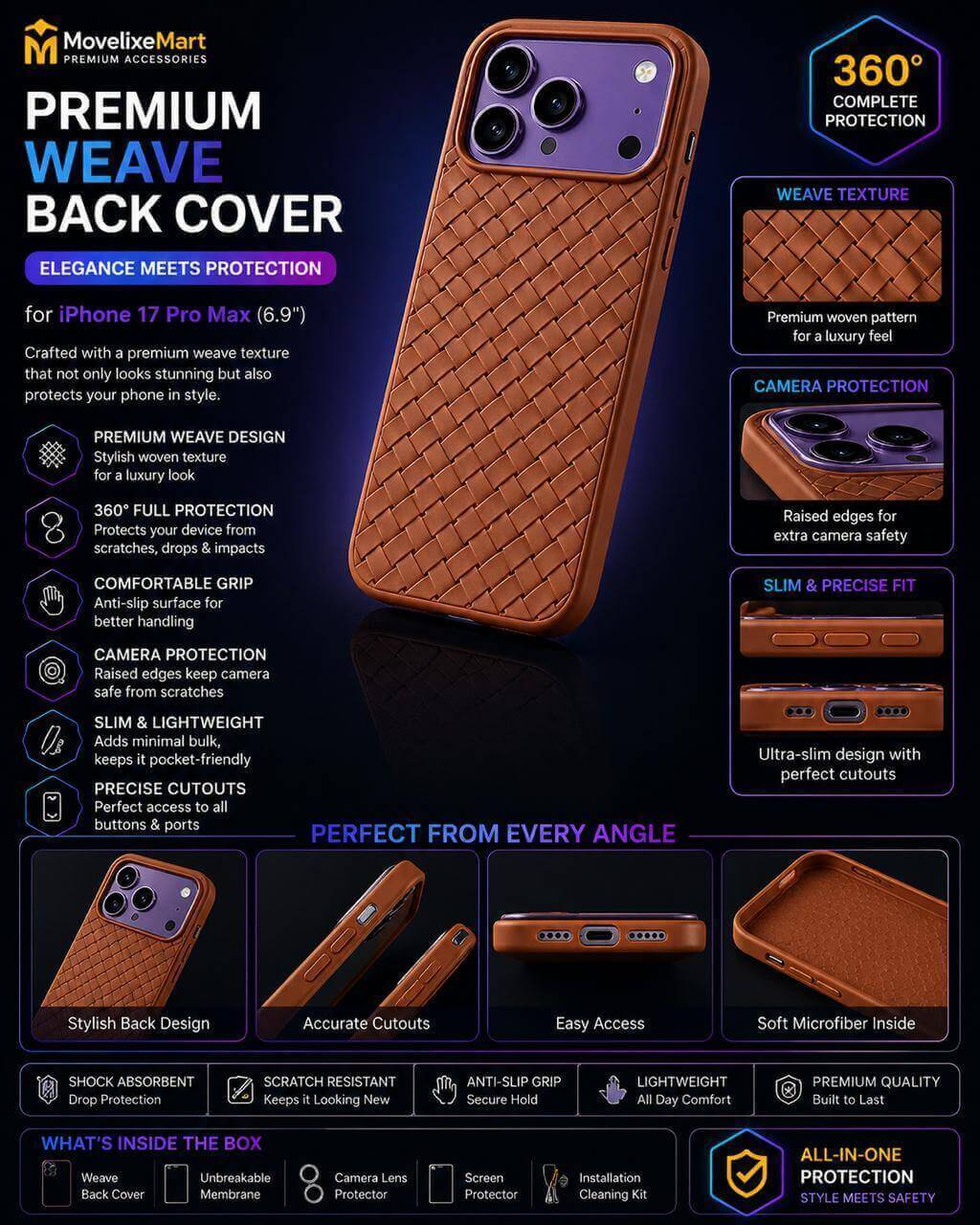 iPhone 17 Pro Case 5-in-1 Protection Bundle โ Crystal Palace Case, Unbreakable Membrane & Camera Lens Protector | Slim & Shockproof