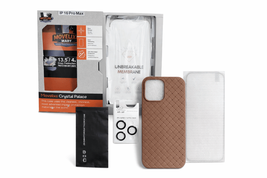 iPhone 16 Pro Max Case 5-in-1 Protection Kit – Crystal Palace Woven Case, Tempered Glass & Aluminium Camera Lens Protectors