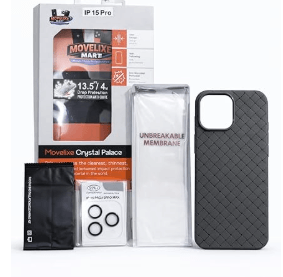 iPhone 15 Pro Case 5-in-1 Protection Kit – Crystal Palace Shockproof Case, Unbreakable Membrane & Camera Lens Protector